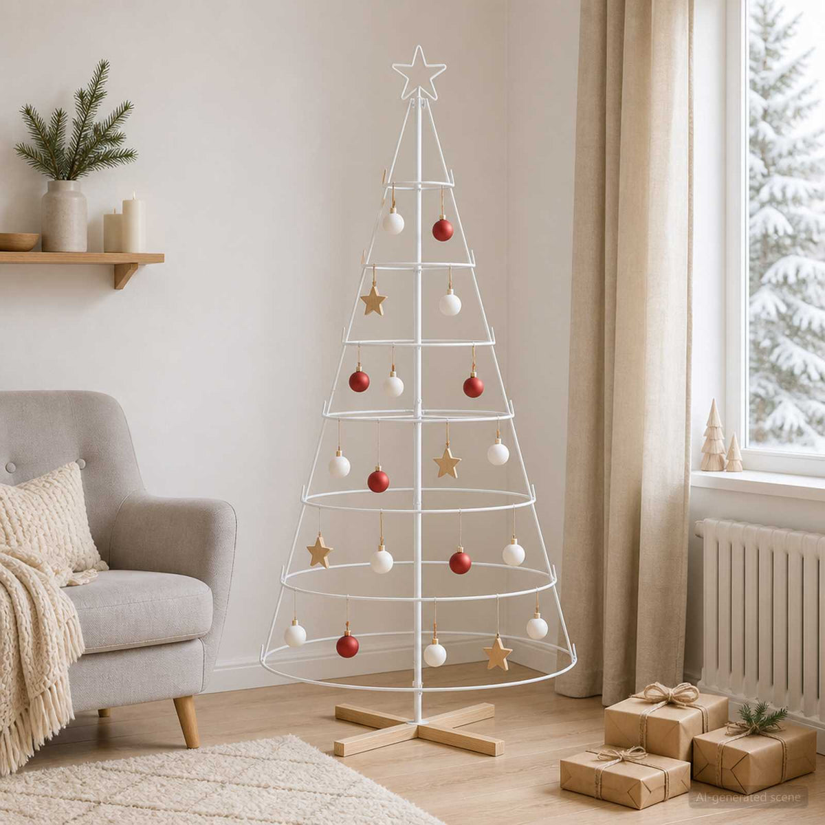 vidaXL Choinka Stożkowa Świąteczna KUOPIO 180 cm Stal Biały