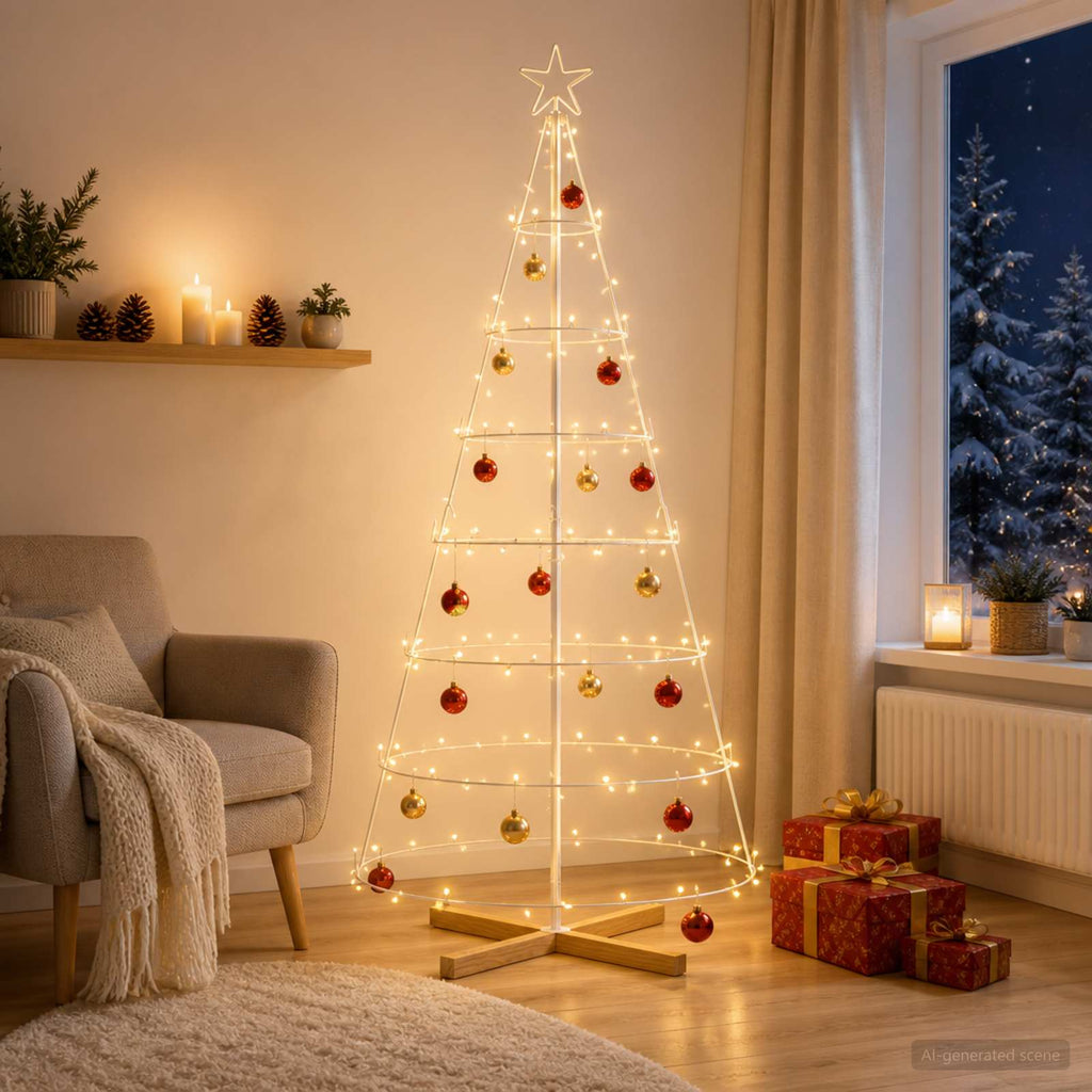 vidaXL Choinka Stożkowa Świąteczna KUOPIO 180 cm Stal Biały