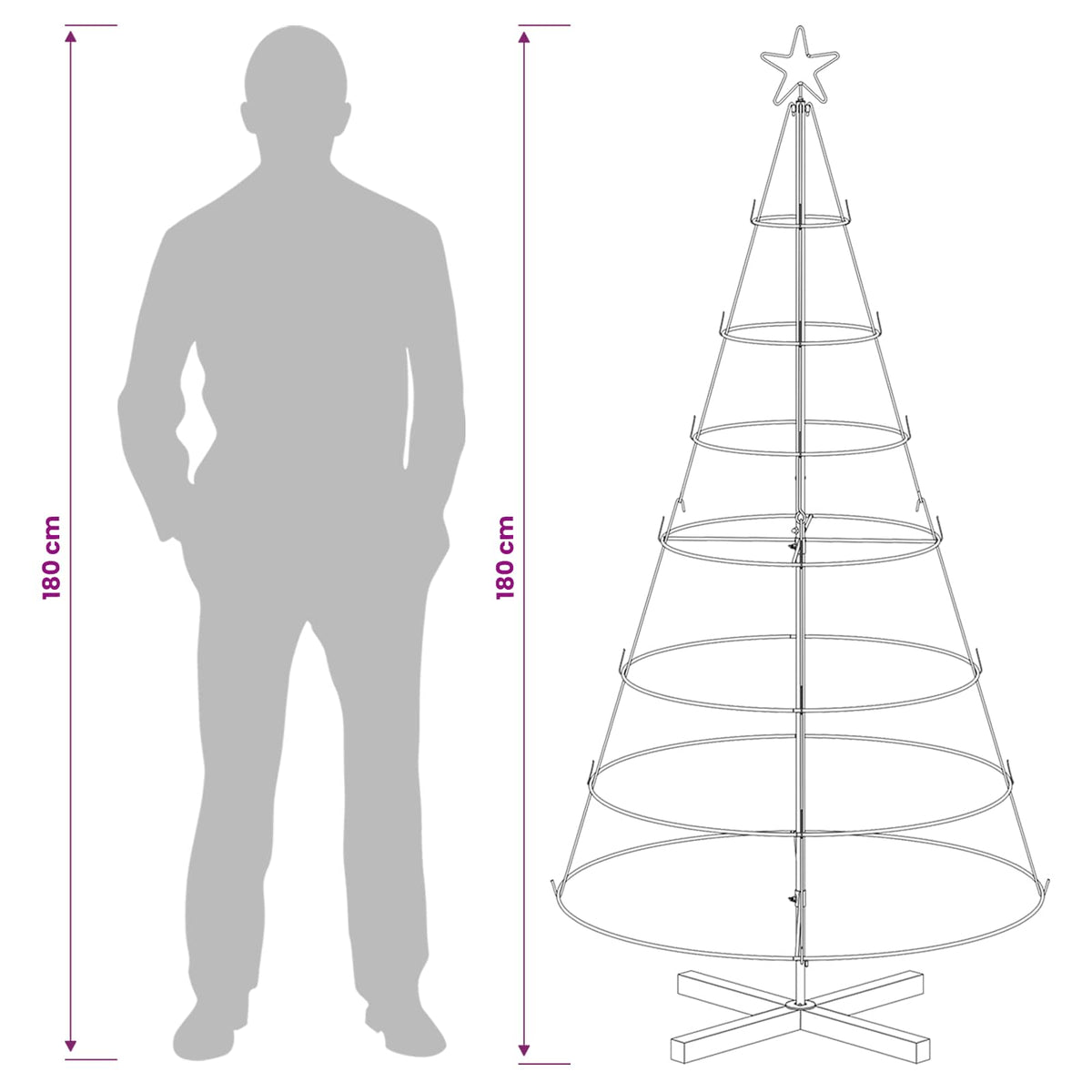 vidaXL Choinka Stożkowa Świąteczna KUOPIO 180 cm Stal Biały
