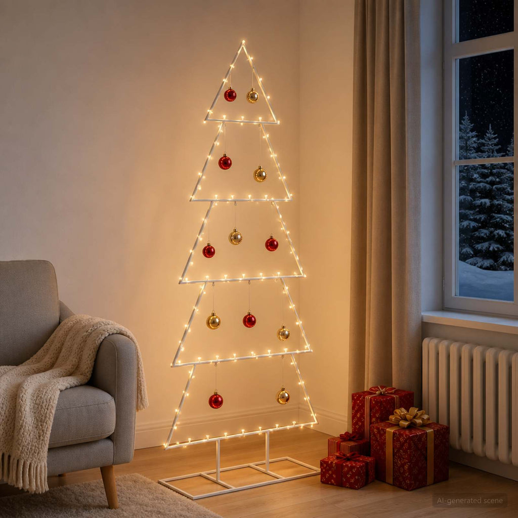 vidaXL Metalowa choinka ze stojakiem KUOPIO 150 cm Stal Biały