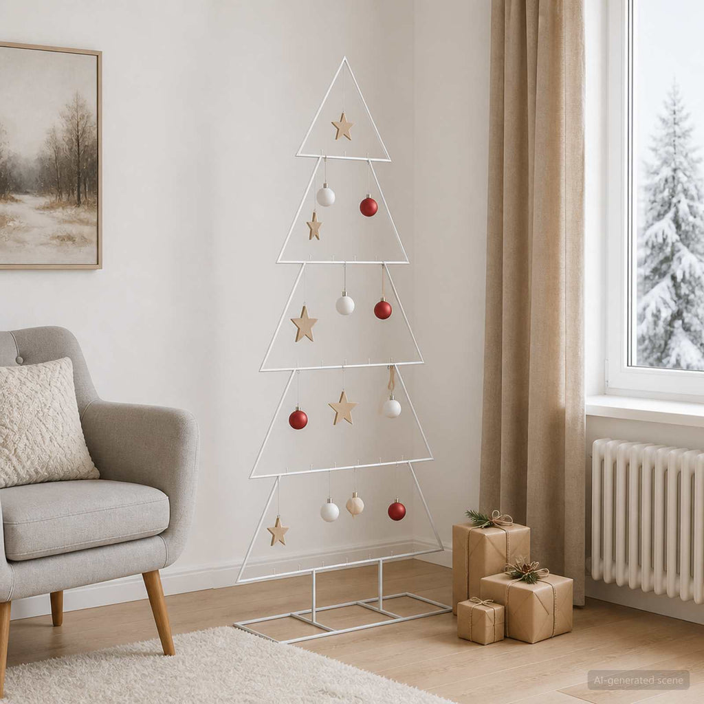 vidaXL Metalowa choinka ze stojakiem KUOPIO 150 cm Stal Biały