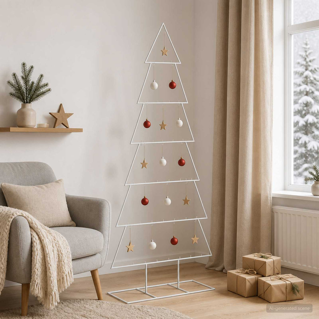 vidaXL Metalowa choinka ze stojakiem KUOPIO 180 cm Stal Biały