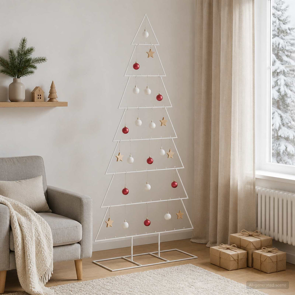 vidaXL Metalowa choinka ze stojakiem KUOPIO 210 cm Stal Biały