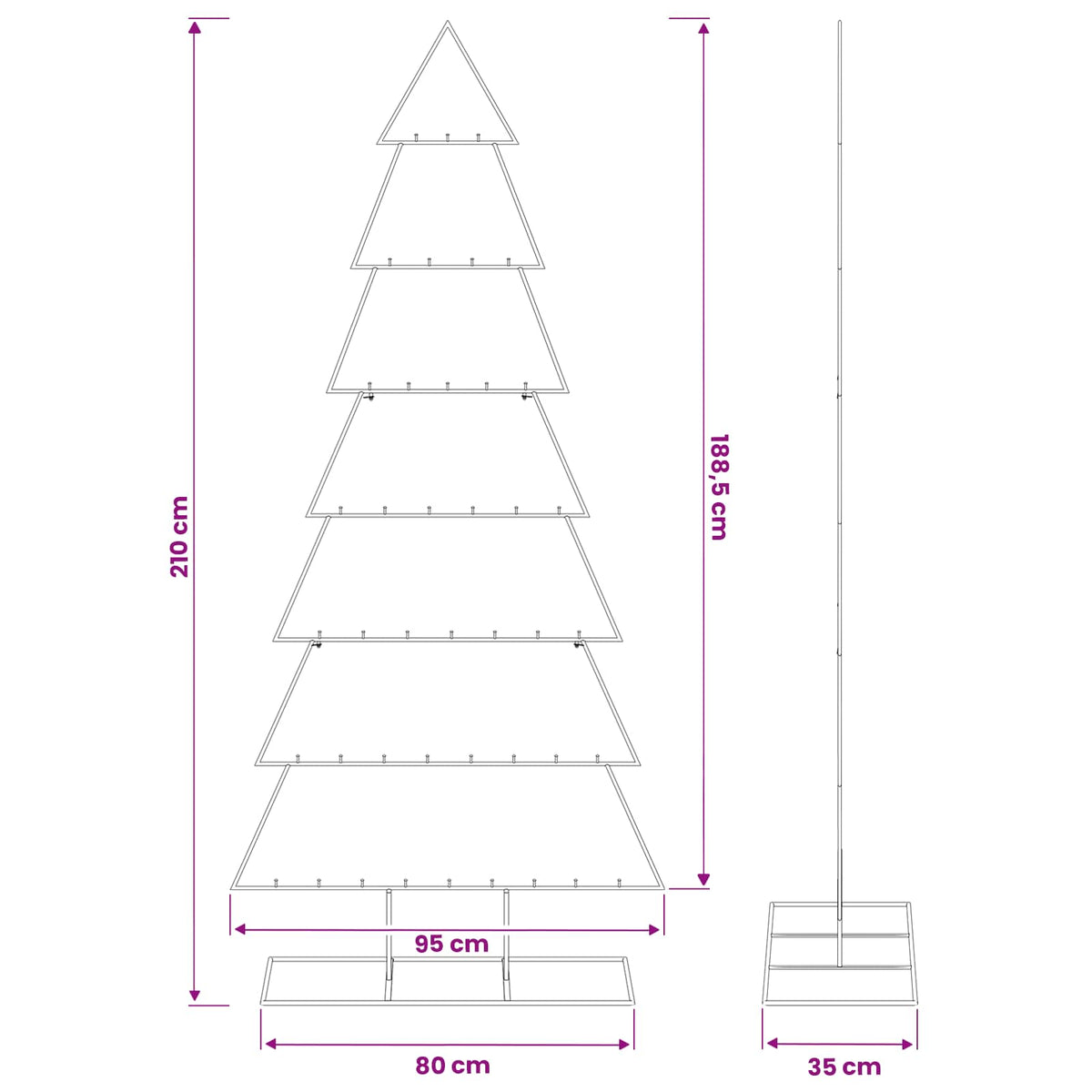 vidaXL Metalowa choinka ze stojakiem KUOPIO 210 cm Stal Biały