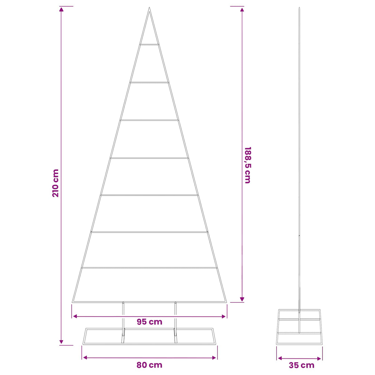 vidaXL Metalowa choinka świąteczna KUOPIO 210 cm