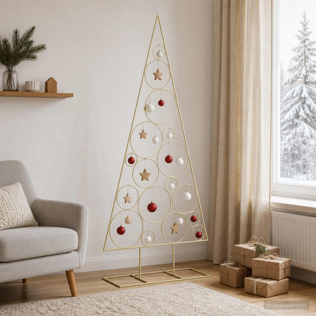 vidaXL Metalowa choinka z okrągłym stojakiem KUOPIO 180 cm Stal złoty