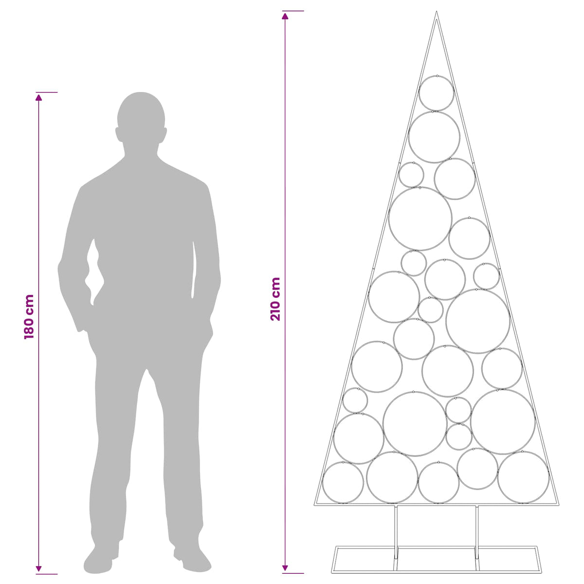 vidaXL Metalowa choinka z okrągłym stojakiem KUOPIO 210 cm Stal złoty