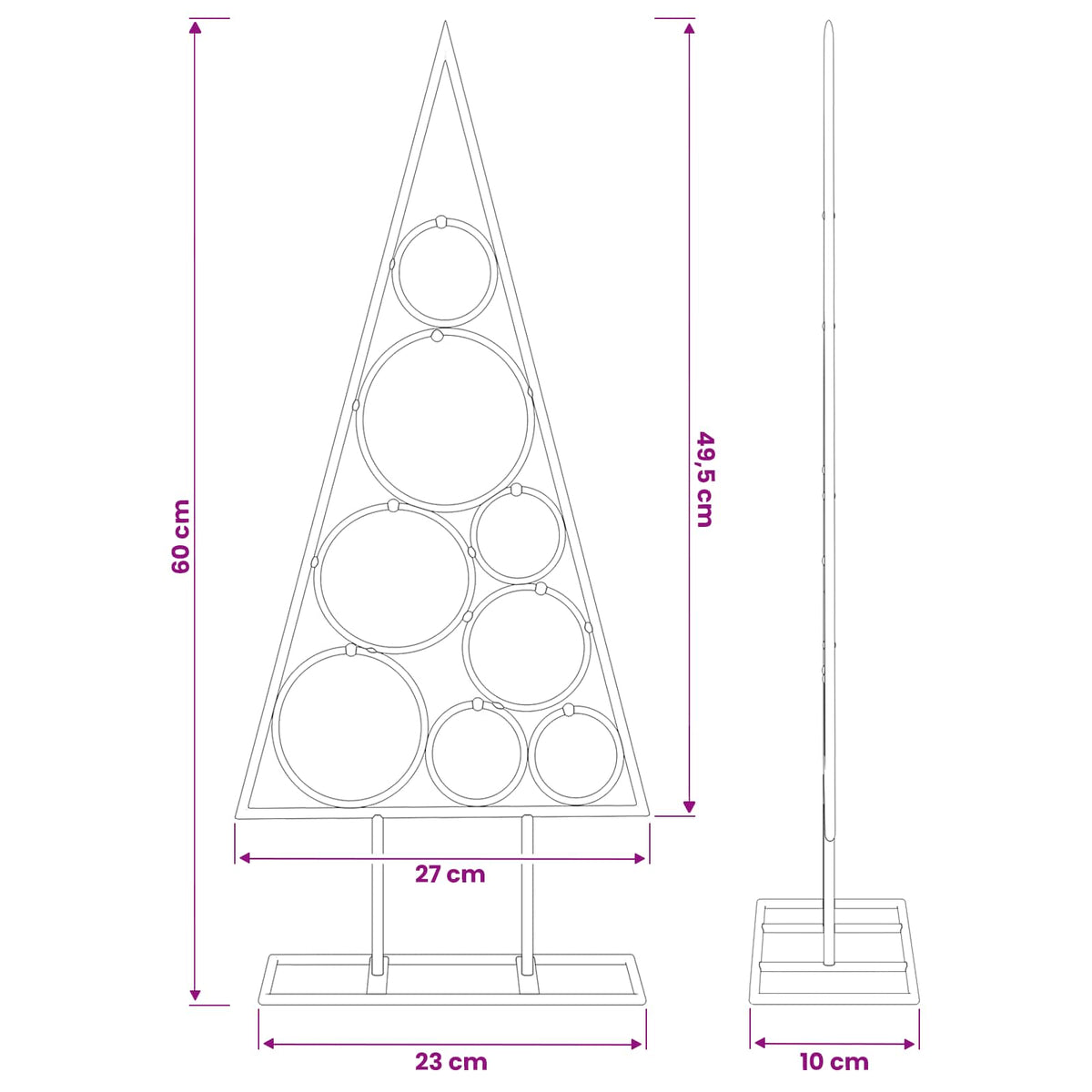 vidaXL Metalowa choinka z okrągłym stojakiem KUOPIO 60 cm Stal Biały