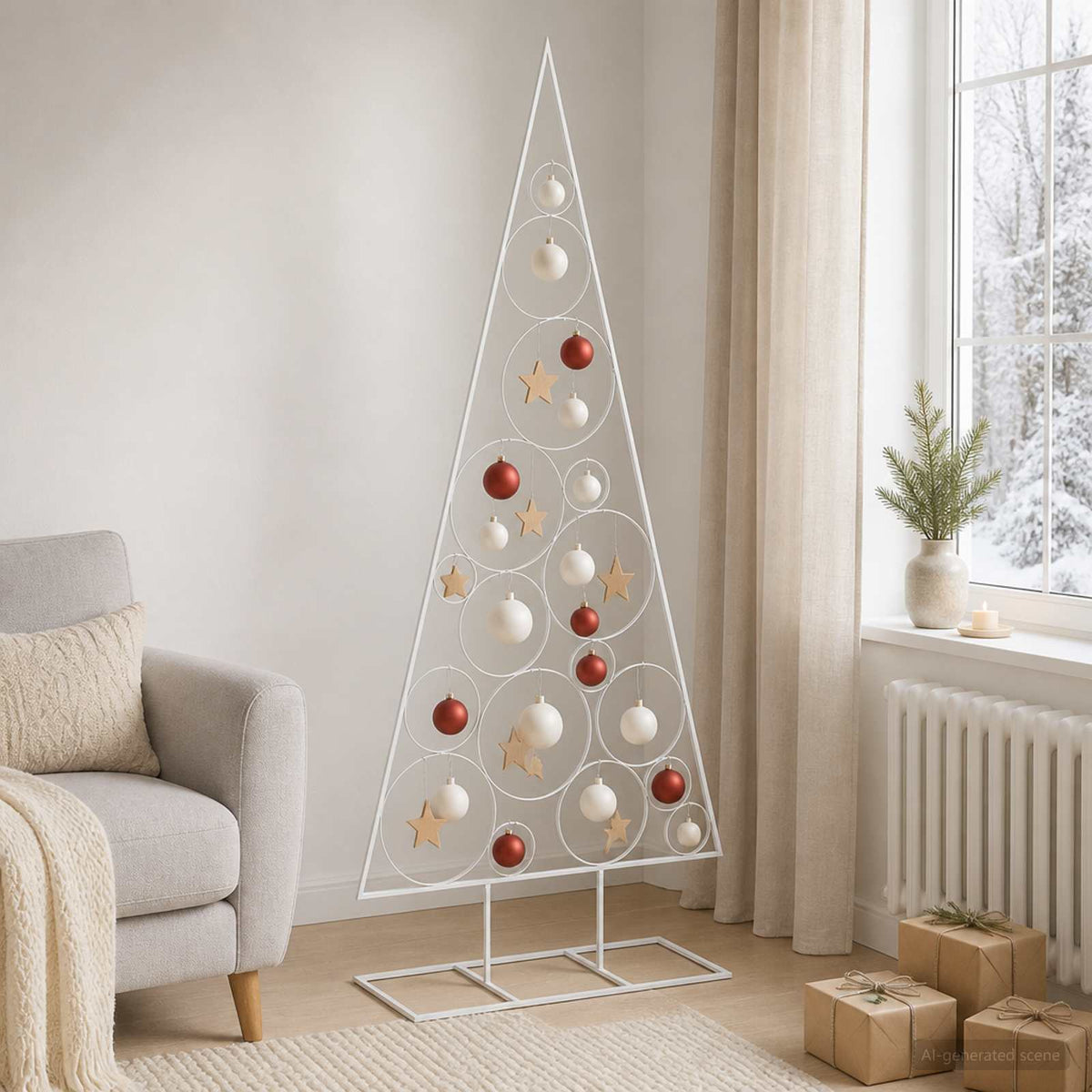 vidaXL Metalowa choinka z okrągłym stojakiem KUOPIO 180 cm Stal Biały