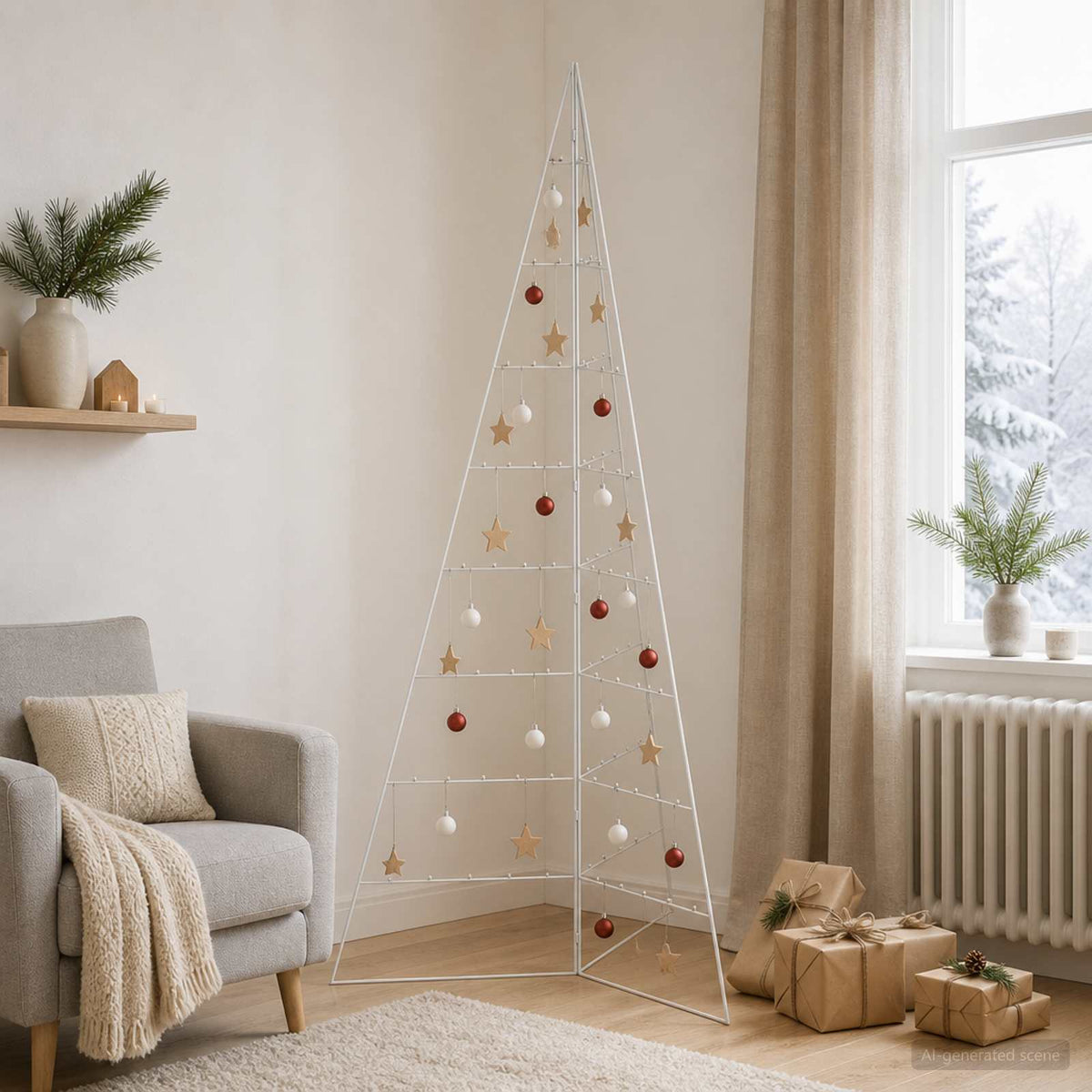 vidaXL Metalowa choinka świąteczna KUOPIO 210 cm Stal Biały