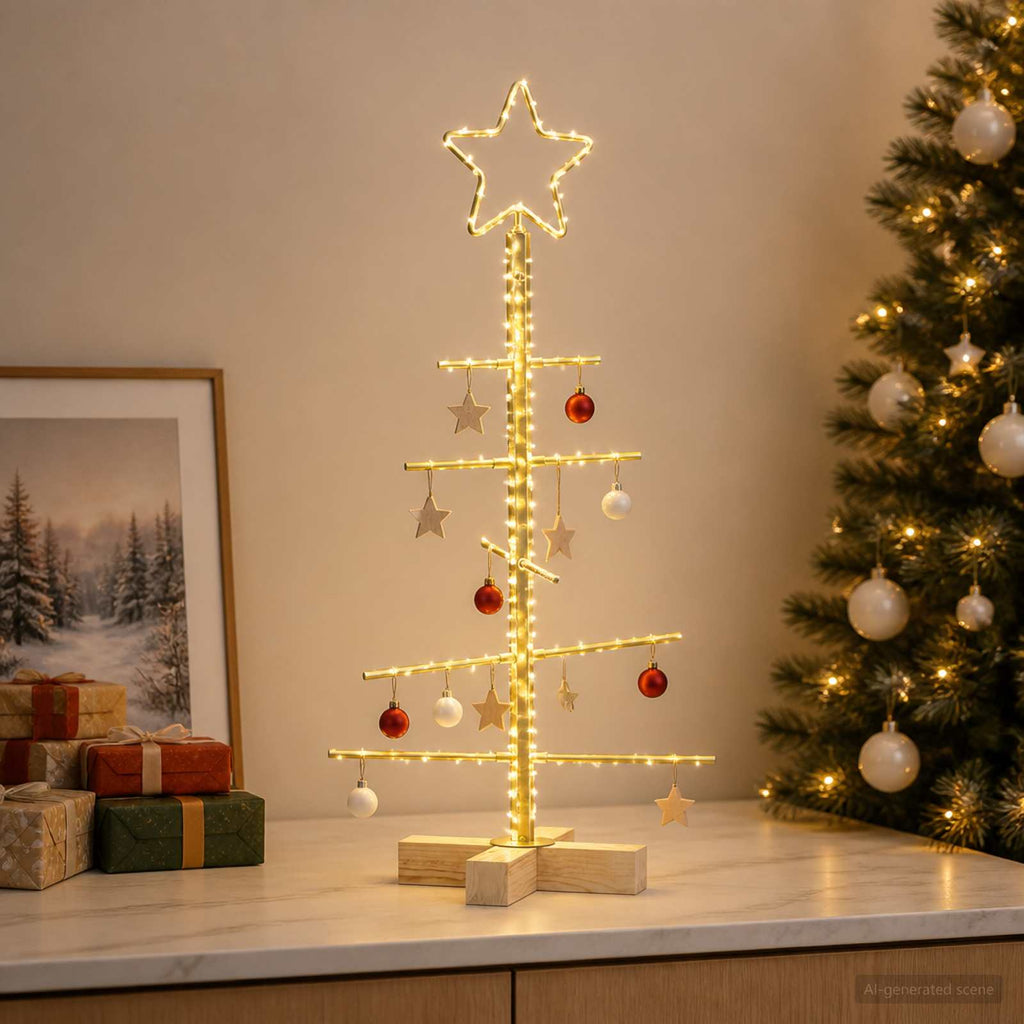 vidaXL Metalowa choinka ze stojakiem KUOPIO 60 cm Stal złoty