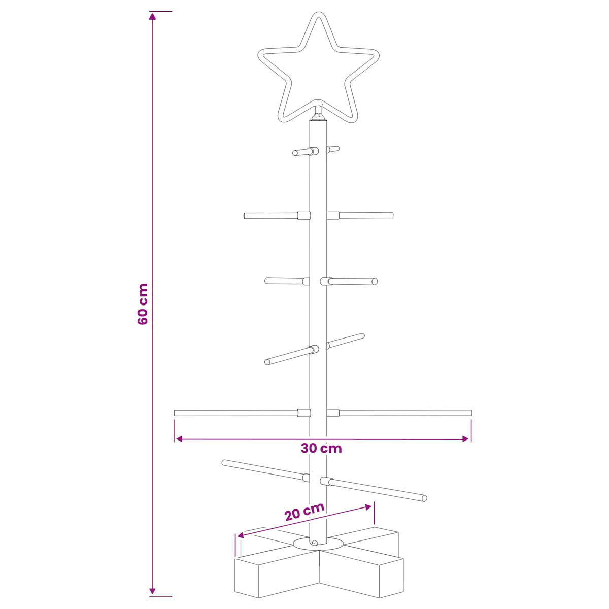 vidaXL Metalowa choinka ze stojakiem KUOPIO 60 cm Stal złoty