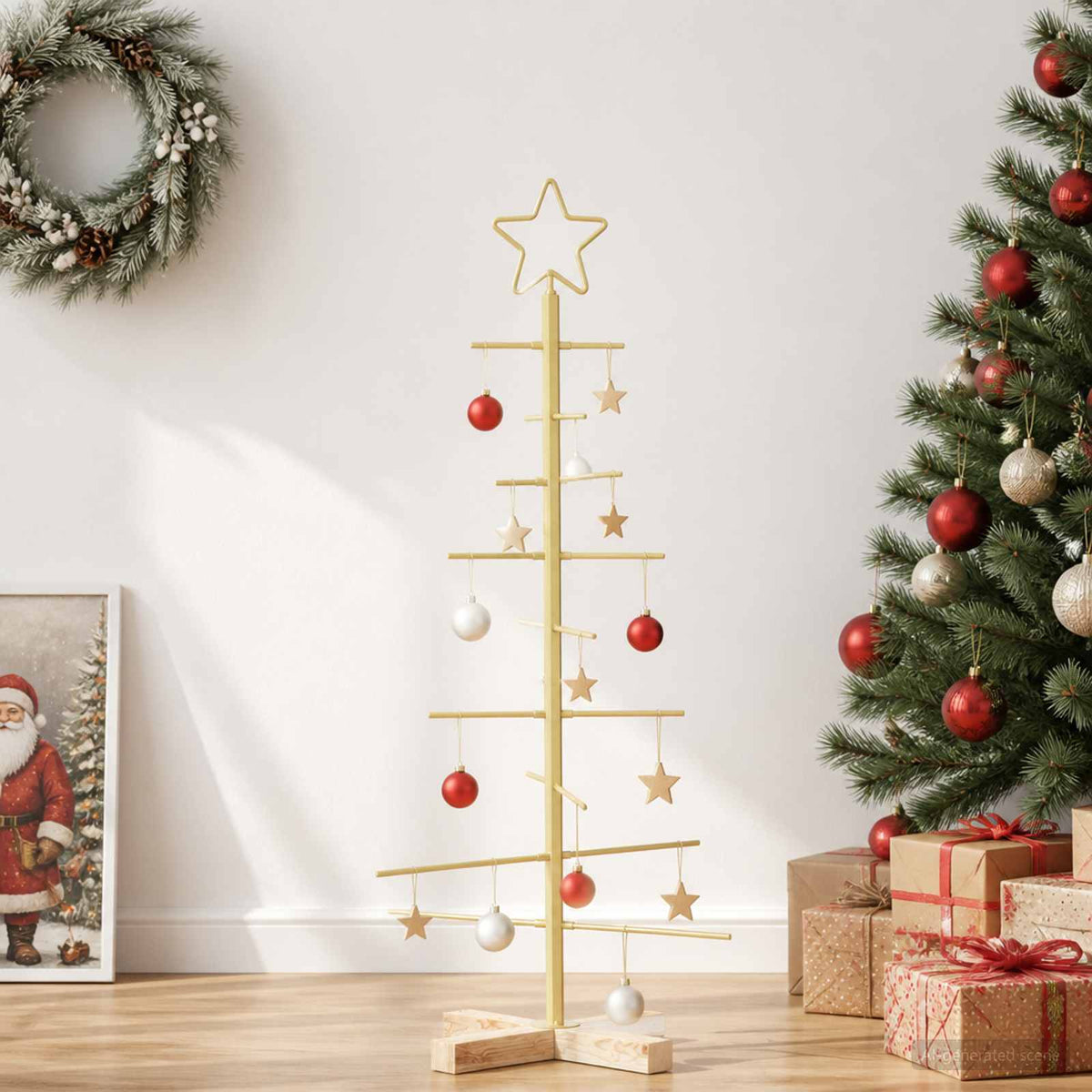 vidaXL Metalowa choinka ze stojakiem KUOPIO 90 cm Stal złoty