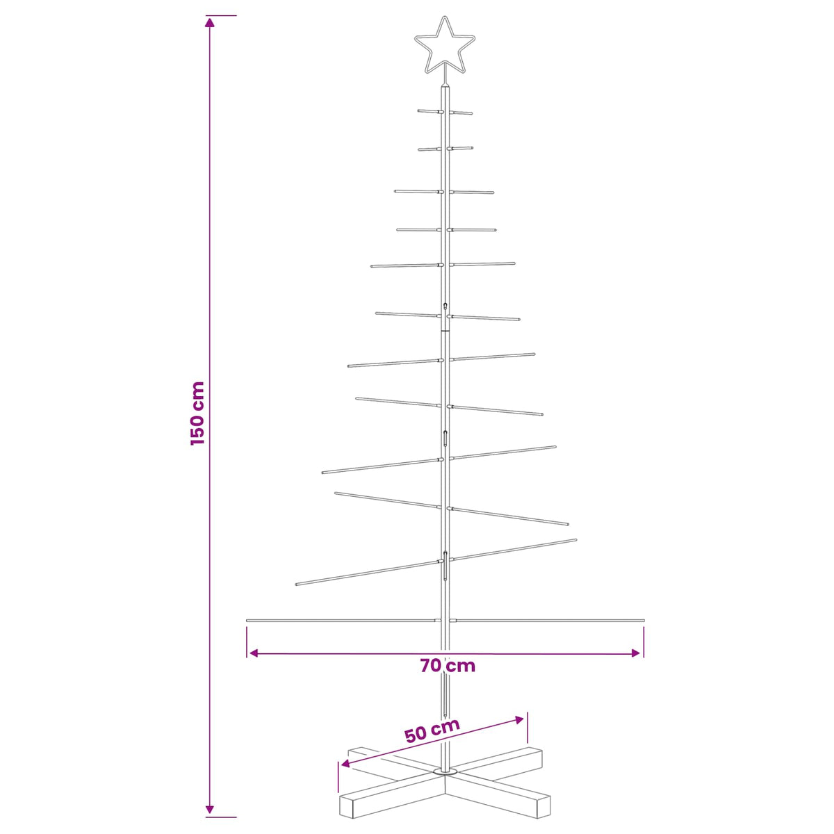 vidaXL Metalowa choinka ze stojakiem KUOPIO 150 cm Stal złoty