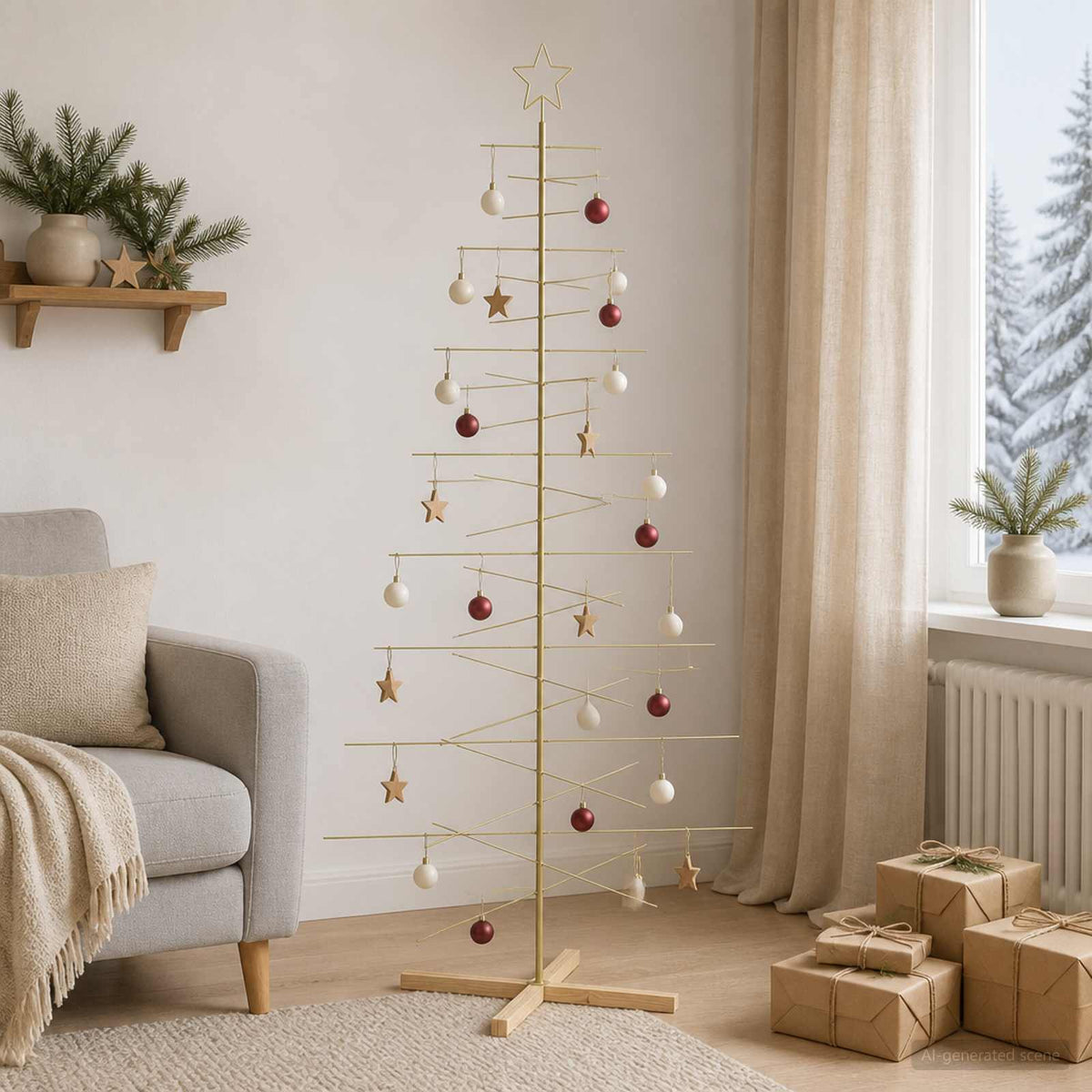 vidaXL Metalowa choinka ze stojakiem KUOPIO 210 cm Stal złoty