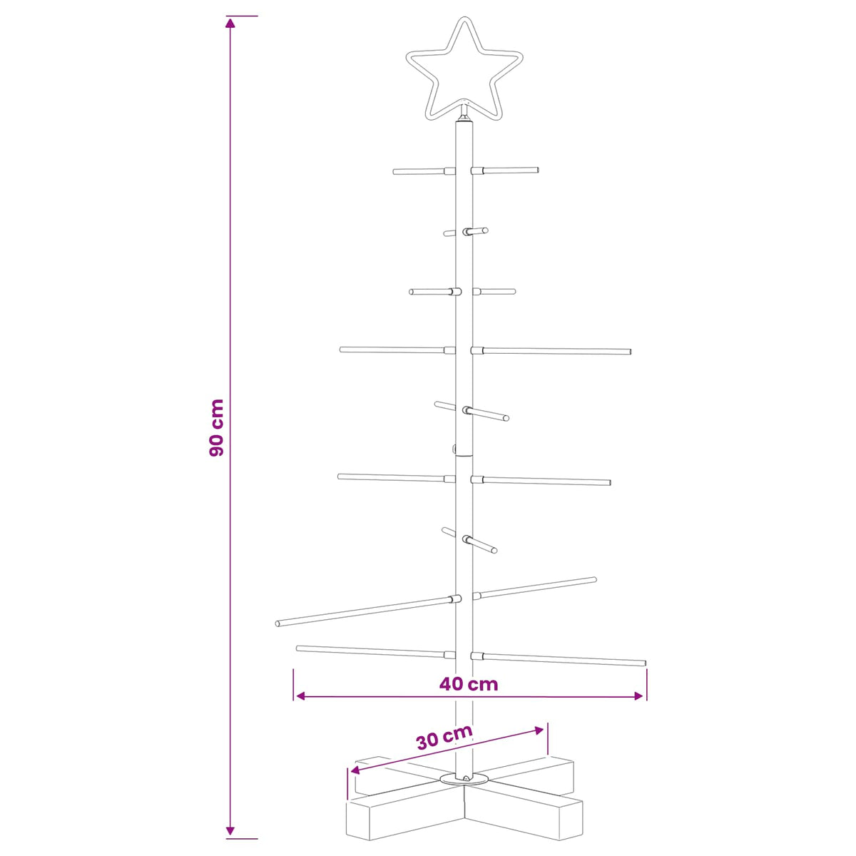 vidaXL Metalowa choinka ze stojakiem KUOPIO 90 cm Stal Biały