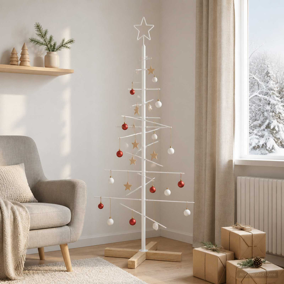 vidaXL Metalowa choinka ze stojakiem KUOPIO 120 cm Stal Biały