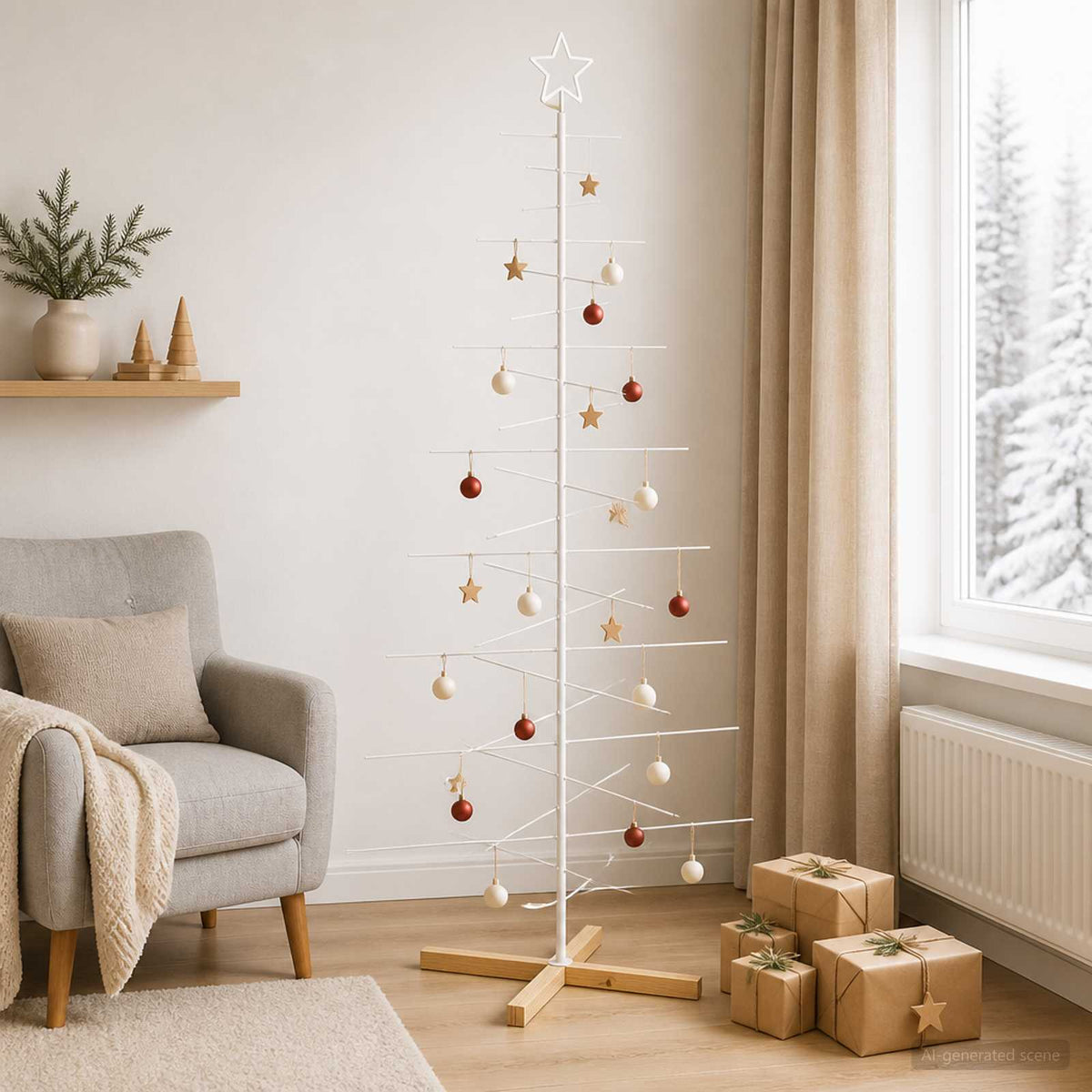 vidaXL Metalowa choinka ze stojakiem KUOPIO 210 cm Stal Biały