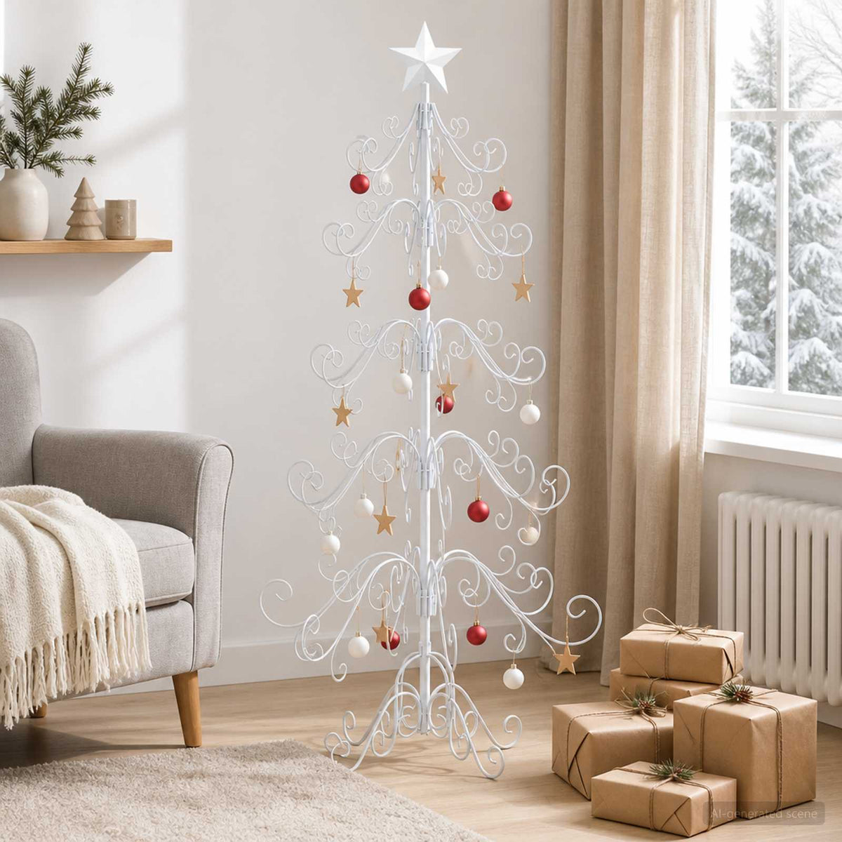 vidaXL Metalowa choinka świąteczna KUOPIO 150 cm stal White