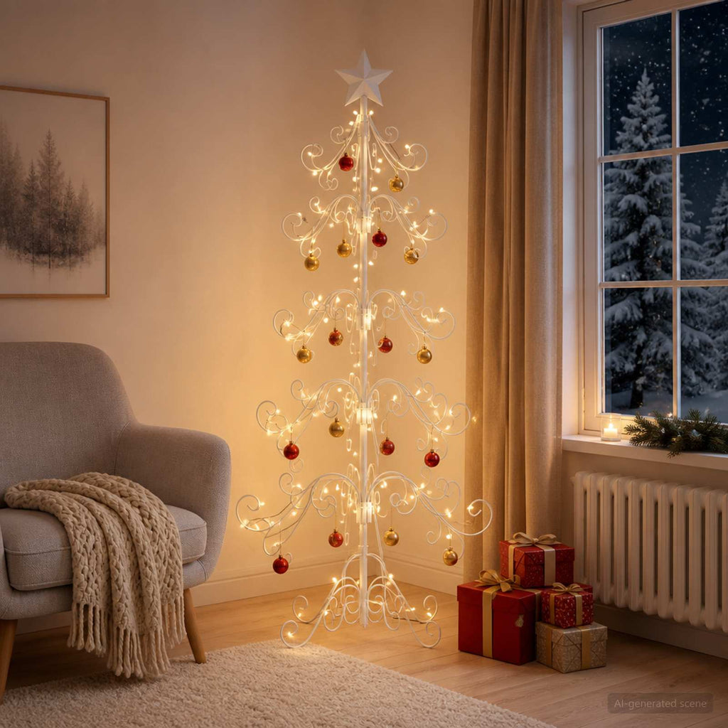 vidaXL Metalowa choinka świąteczna KUOPIO 150 cm stal White