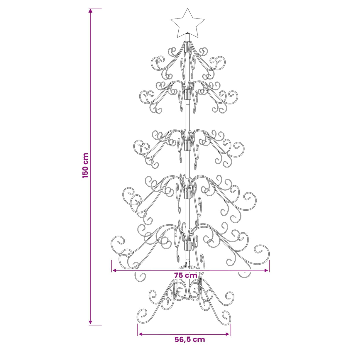 vidaXL Metalowa choinka świąteczna KUOPIO 150 cm stal White