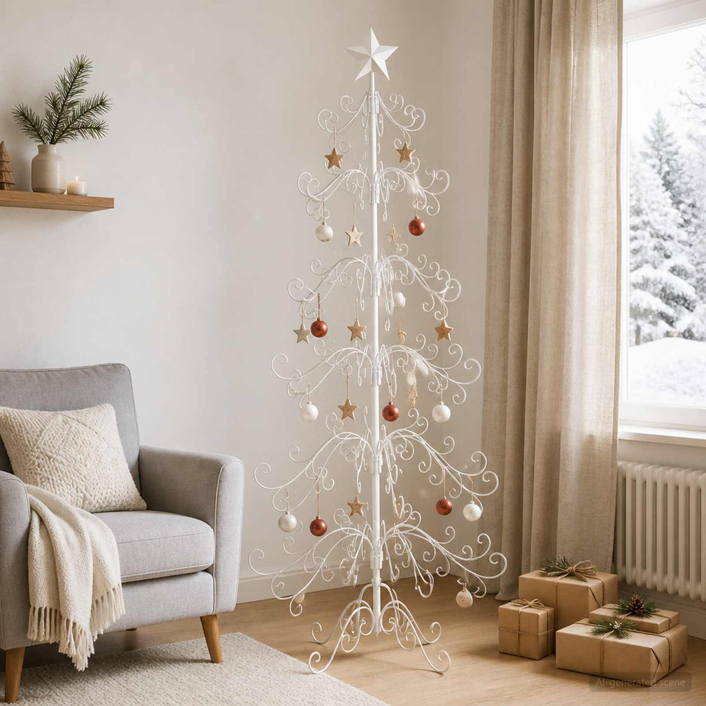 vidaXL Metalowa choinka świąteczna KUOPIO 180 cm Stal Biały