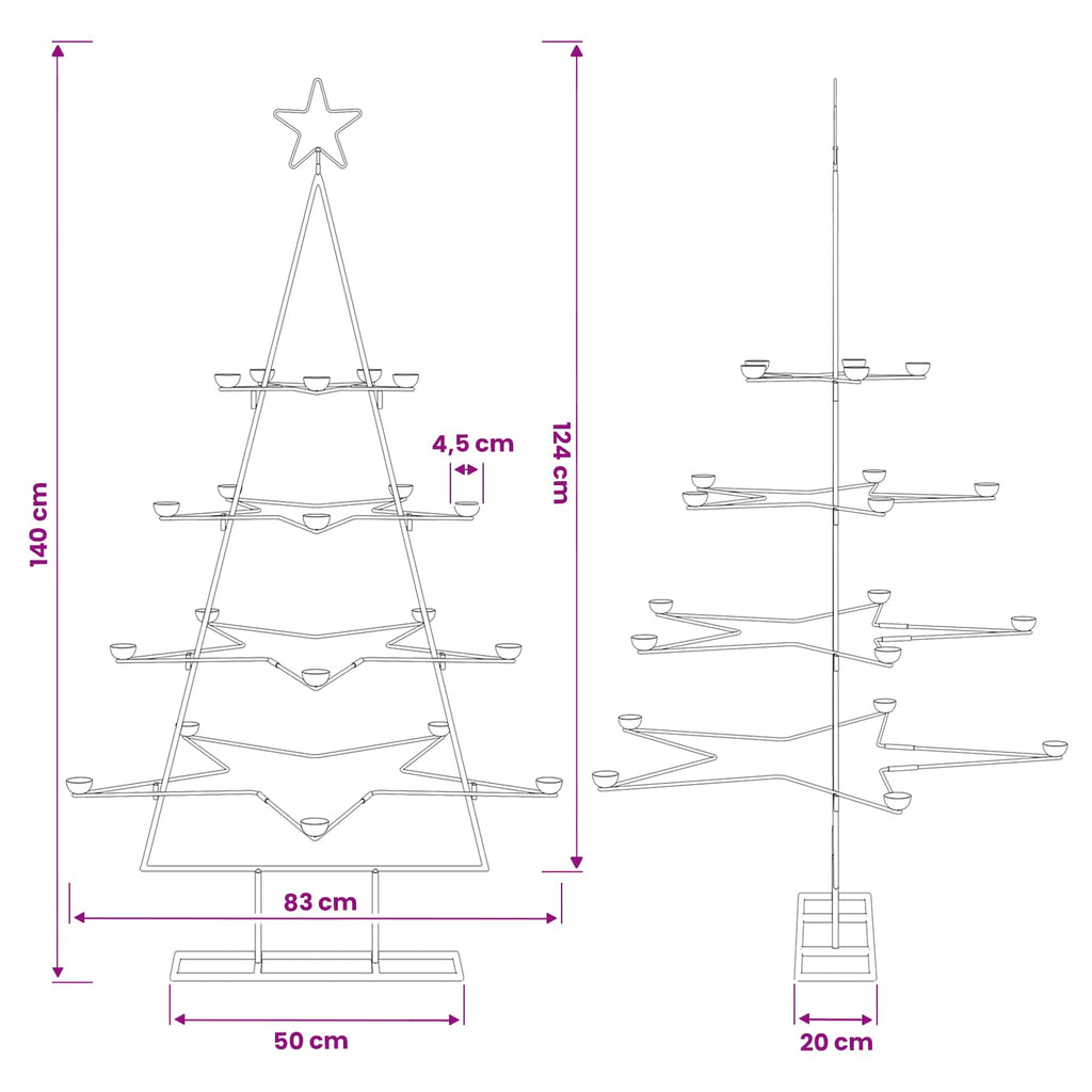 vidaXL Metalowe drzewko bożonarodzeniowe z podstawą KUOPIO 140 cm Stal