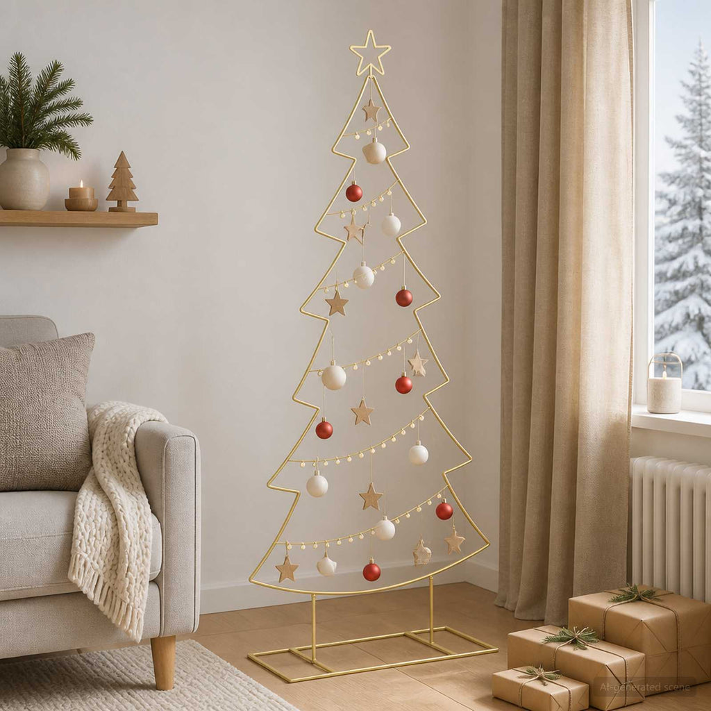 vidaXL Metalowa choinka ze stojakiem KUOPIO 180 cm Stal złoty