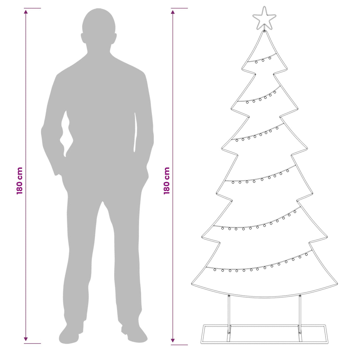 vidaXL Metalowa choinka ze stojakiem KUOPIO 180 cm Stal złoty