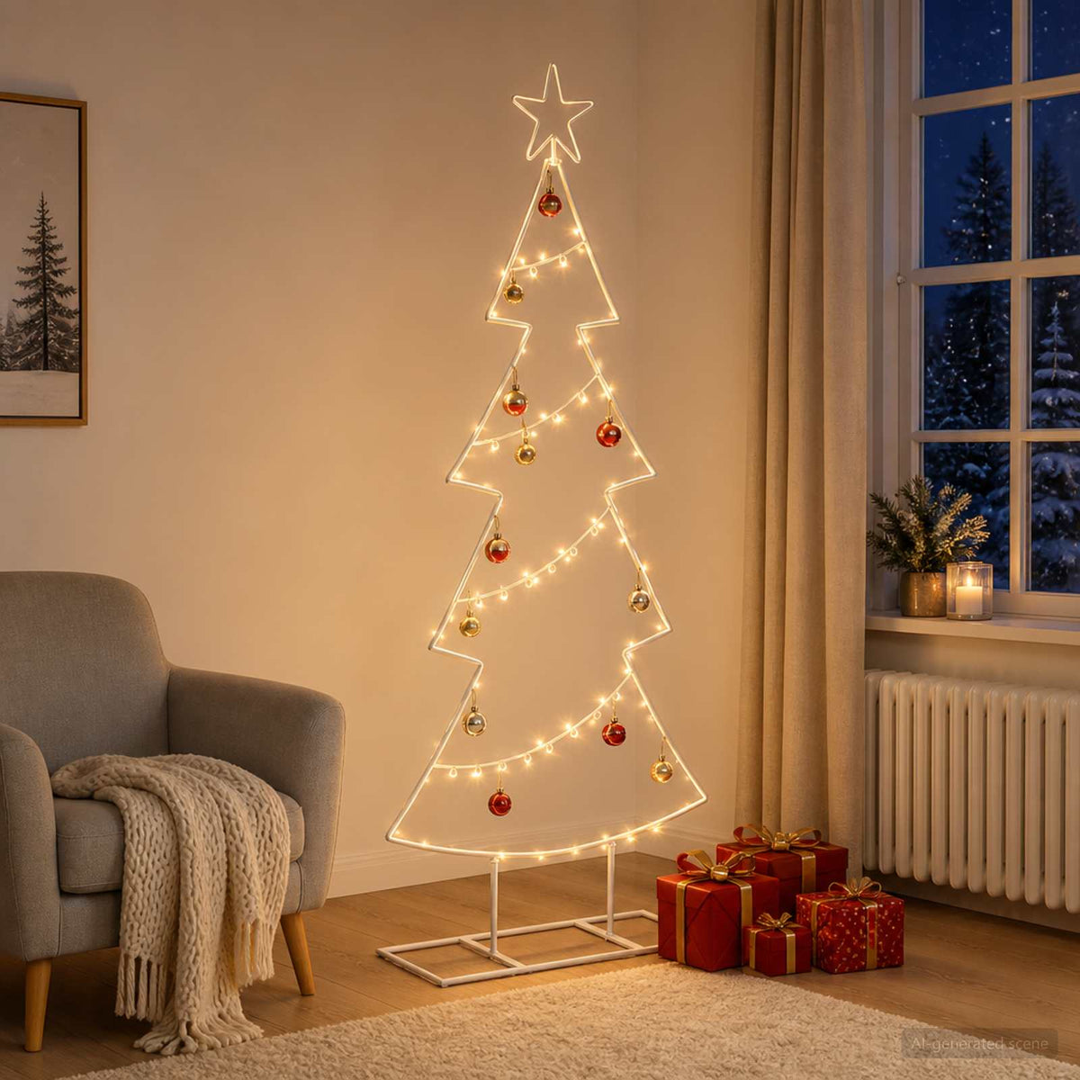 vidaXL Metalowa choinka ze stojakiem KUOPIO 125 cm Stal Biały
