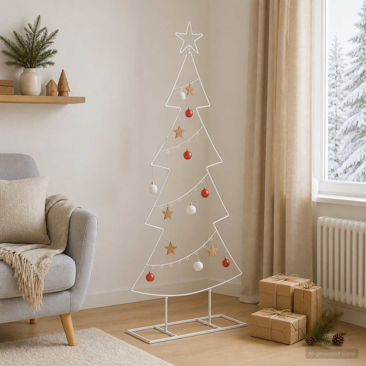 vidaXL Metalowa choinka ze stojakiem KUOPIO 125 cm Stal Biały