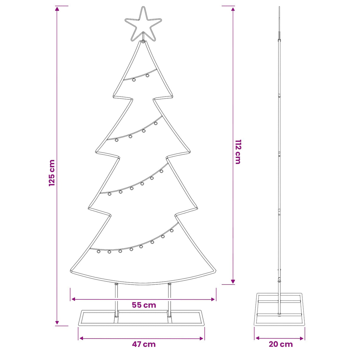 vidaXL Metalowa choinka ze stojakiem KUOPIO 125 cm Stal Biały
