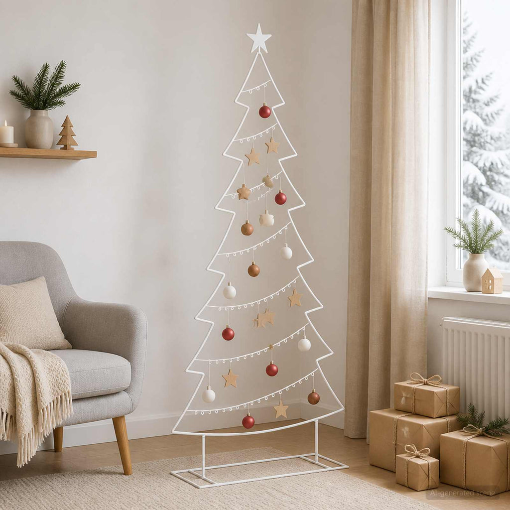 vidaXL Metalowa choinka ze stojakiem KUOPIO 210 cm Stal Biały