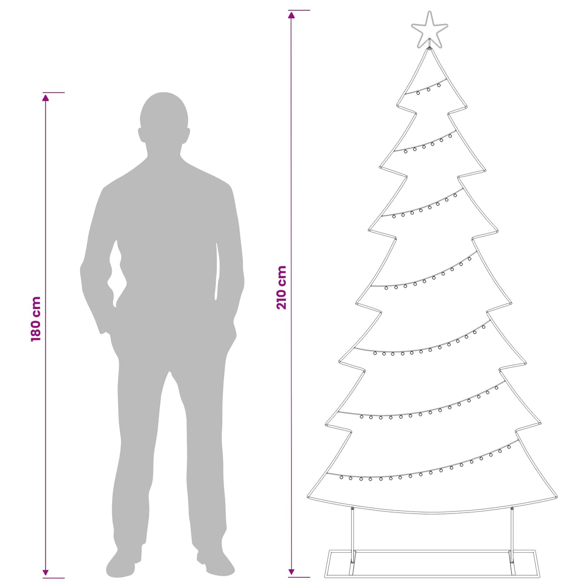 vidaXL Metalowa choinka ze stojakiem KUOPIO 210 cm Stal Biały