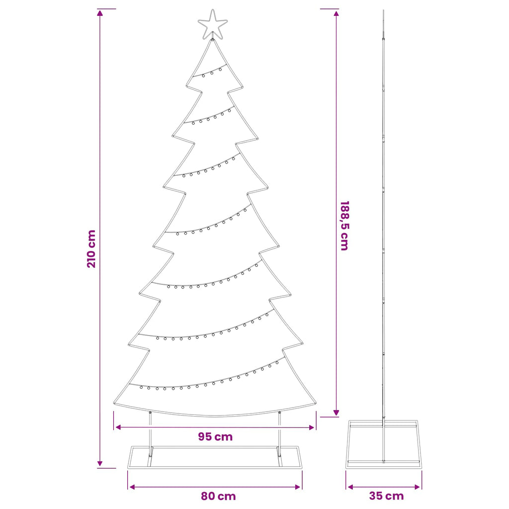 vidaXL Metalowa choinka ze stojakiem KUOPIO 210 cm Stal Biały
