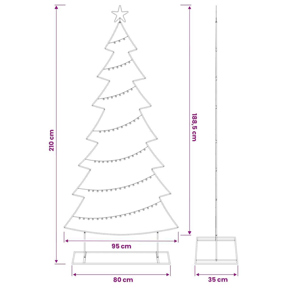 vidaXL Metalowa choinka ze stojakiem KUOPIO 210 cm Stal Biały