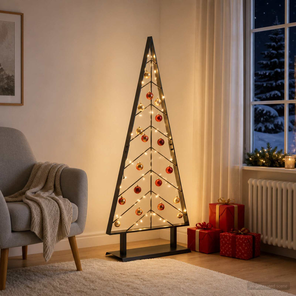 vidaXL Metalowa choinka ze stojakiem KUOPIO 125 cm Stal Czarny