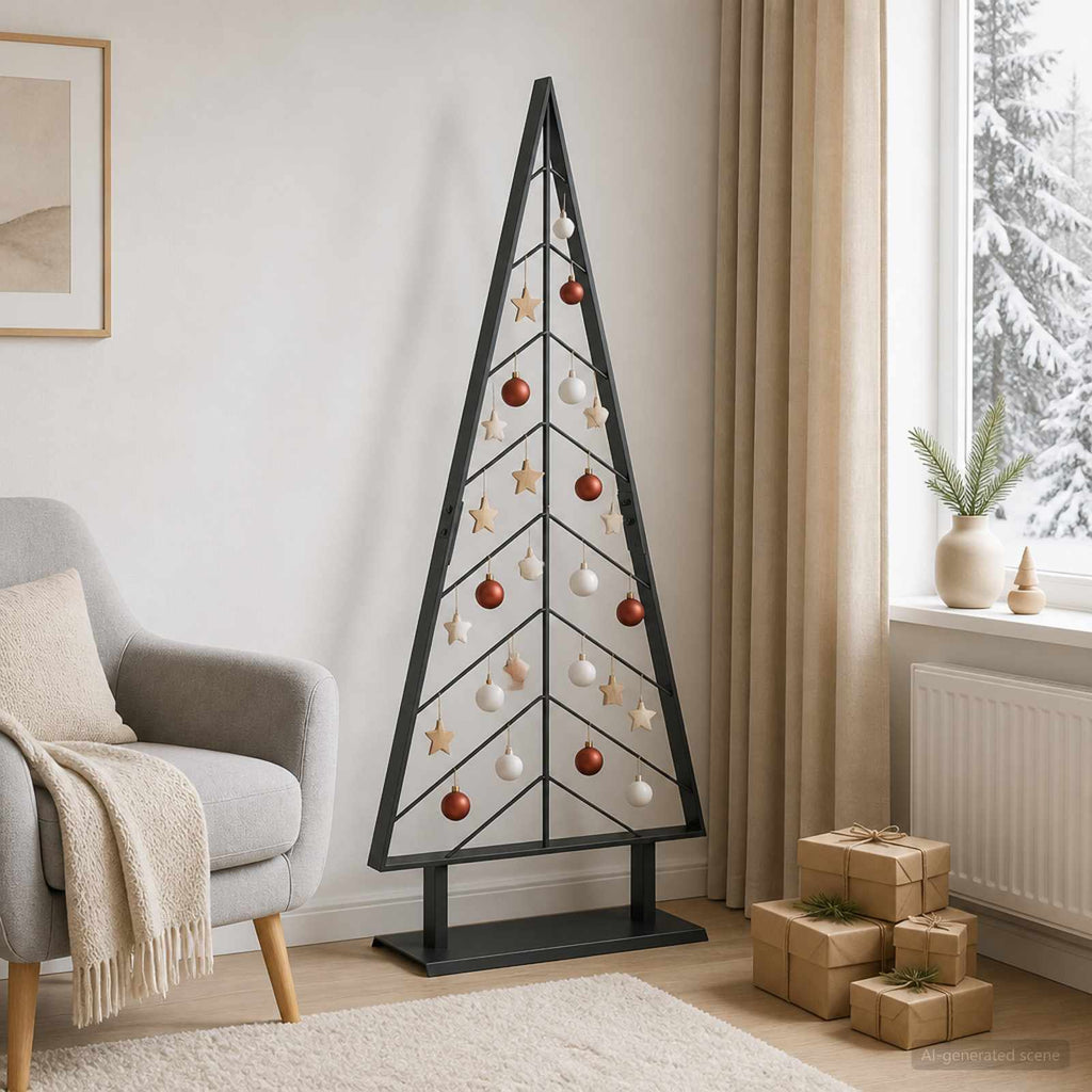 vidaXL Metalowa choinka ze stojakiem KUOPIO 125 cm Stal Czarny