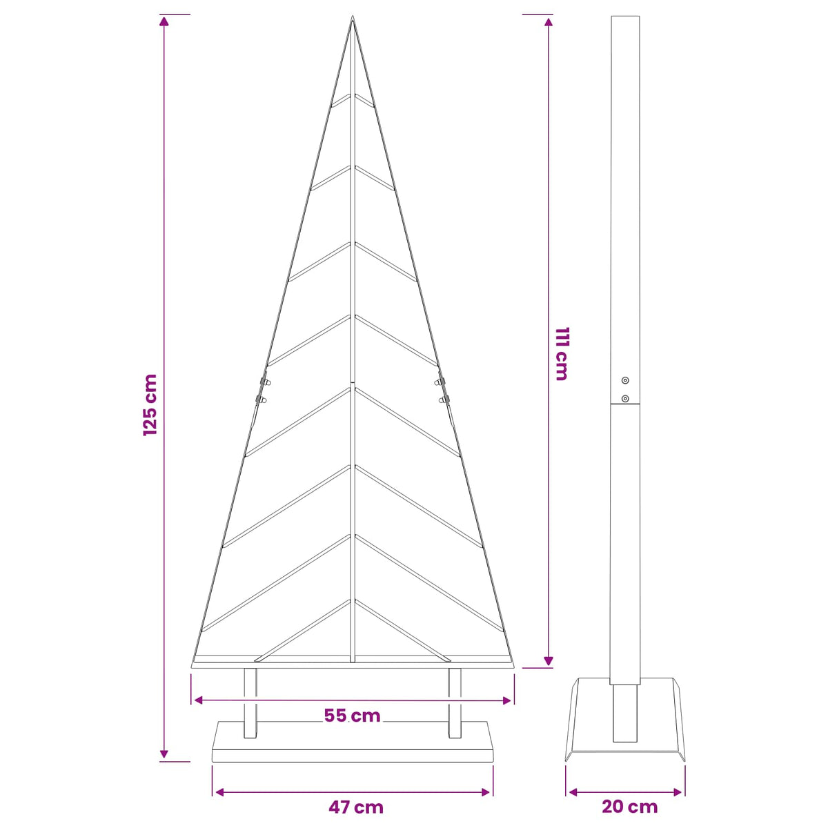 vidaXL Metalowa choinka ze stojakiem KUOPIO 125 cm Stal Czarny