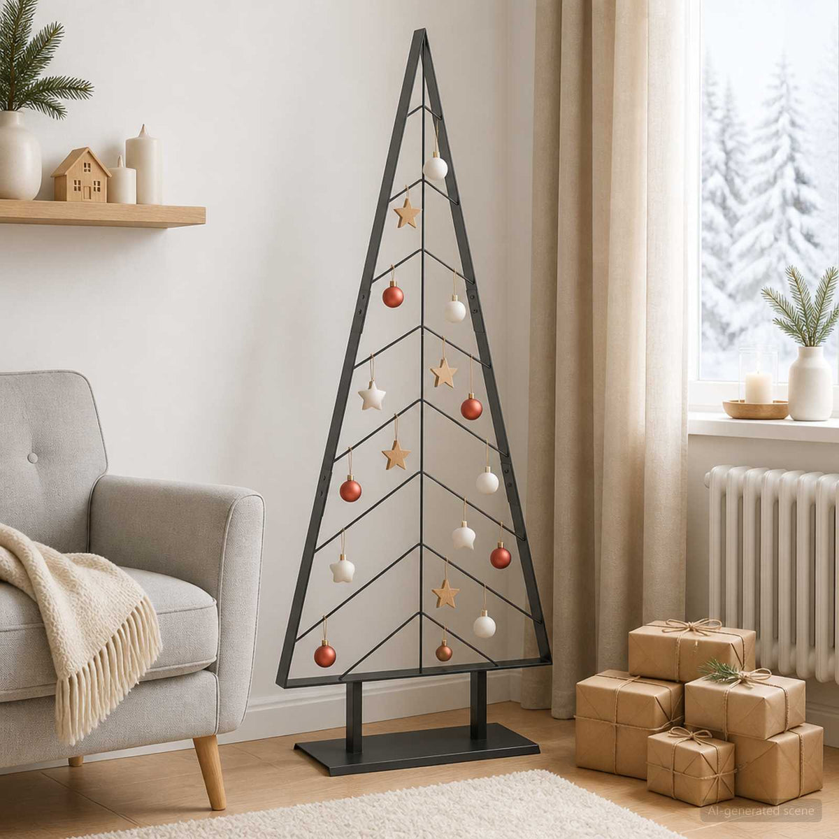 vidaXL Metalowa choinka ze stojakiem KUOPIO 150 cm Stal Czarny