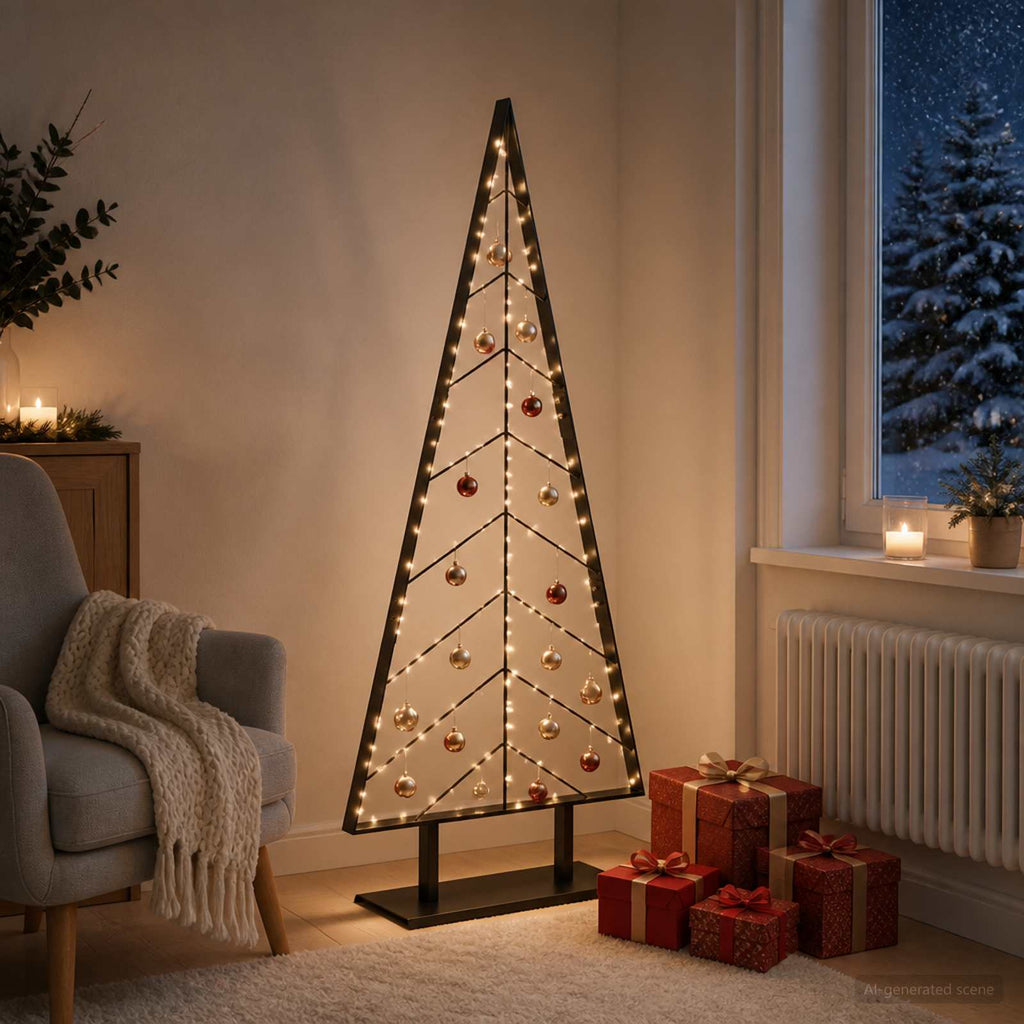 vidaXL Metalowa choinka ze stojakiem KUOPIO 150 cm Stal Czarny