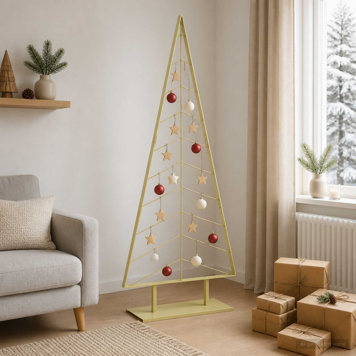 vidaXL Metalowa choinka ze stojakiem KUOPIO 210 cm Stal złoty