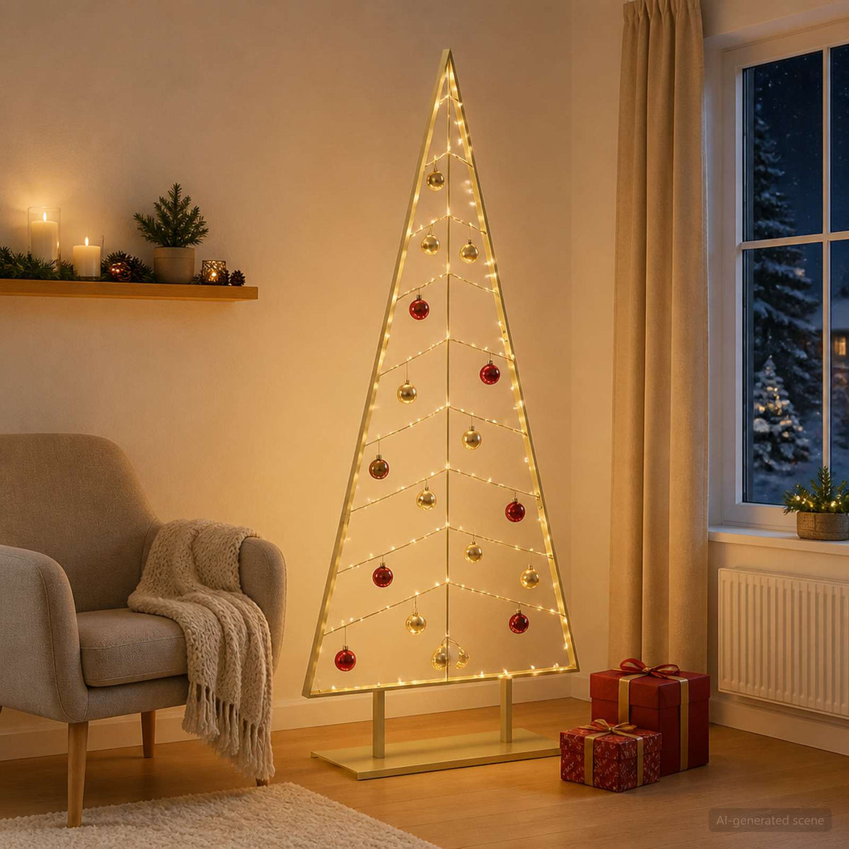 vidaXL Metalowa choinka ze stojakiem KUOPIO 210 cm Stal złoty