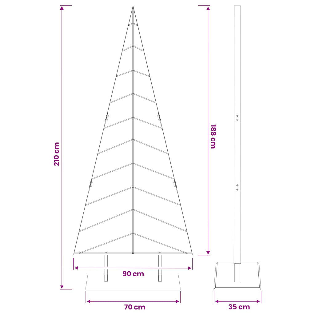 vidaXL Metalowa choinka ze stojakiem KUOPIO 210 cm Stal złoty