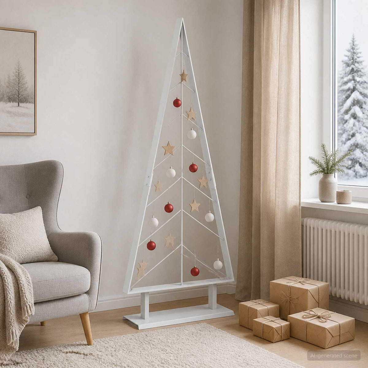 vidaXL Metalowa choinka ze stojakiem KUOPIO 125 cm Stal Biały