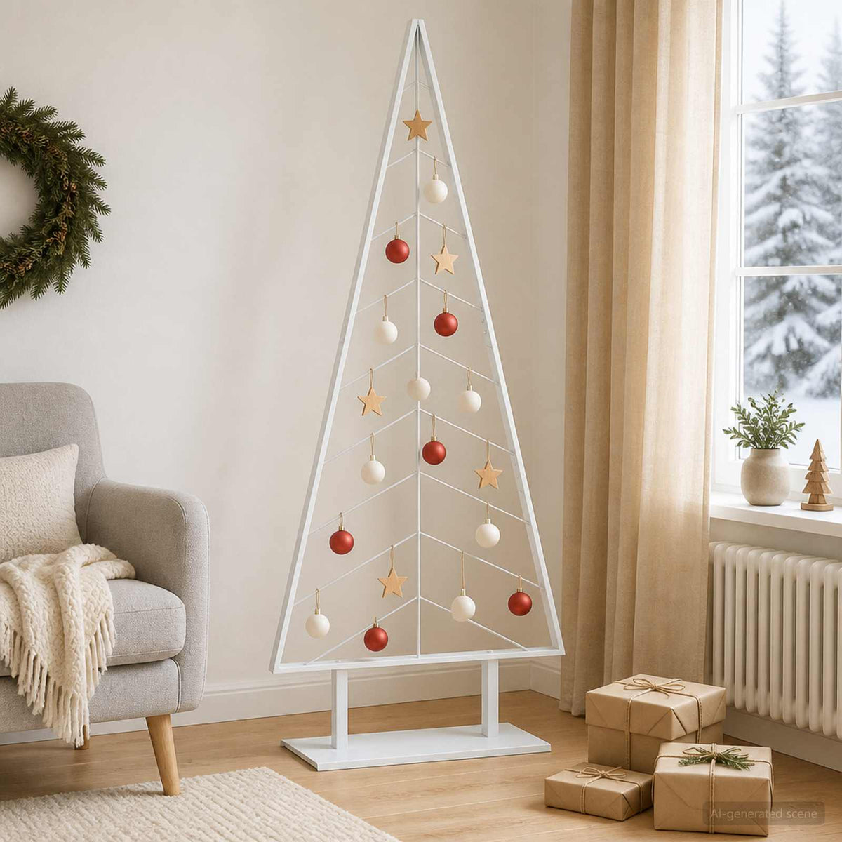 vidaXL Metalowa choinka ze stojakiem KUOPIO 180 cm Stal Biały