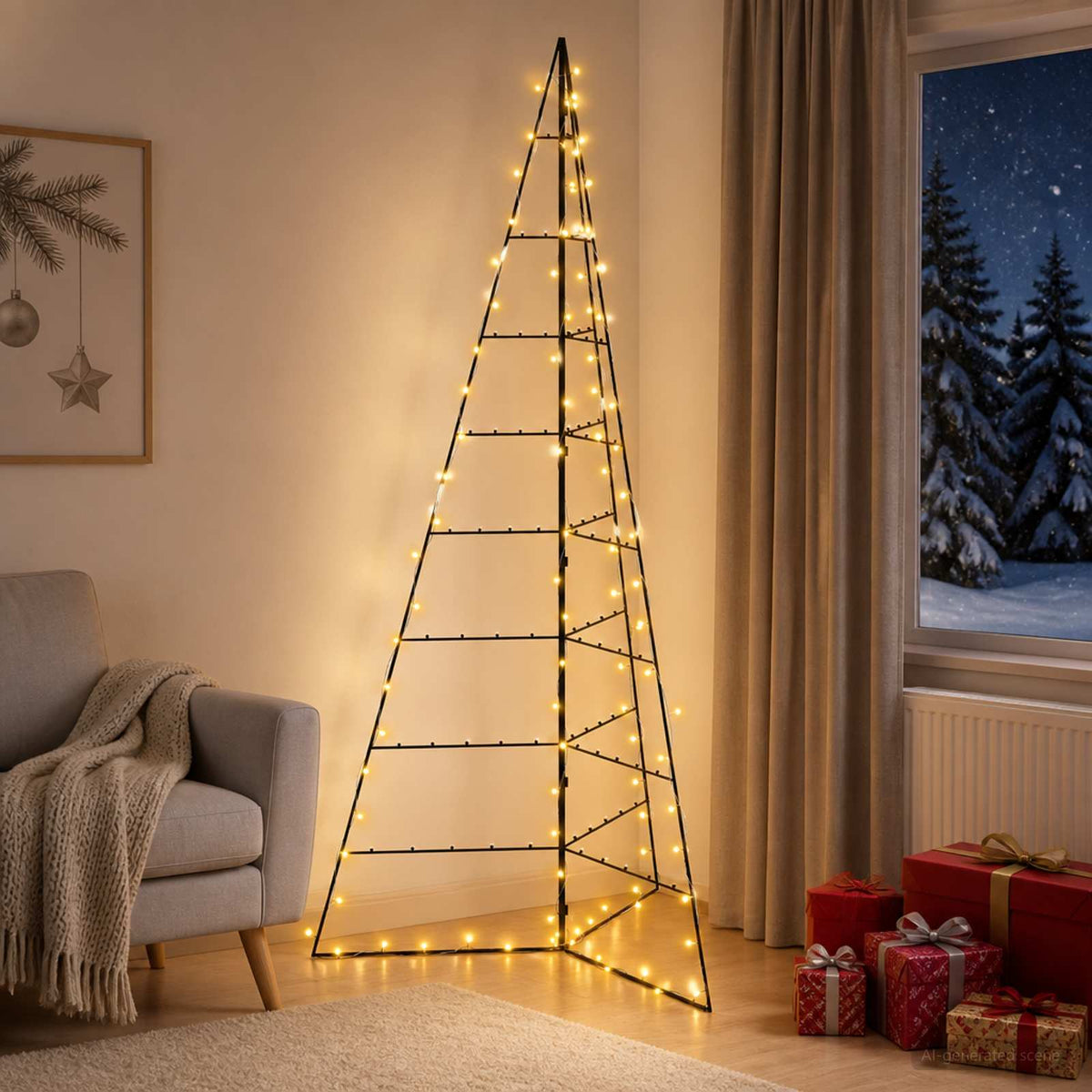 vidaXL Metalowa choinka świąteczna KUOPIO 210 cm Ciepła biel Stal