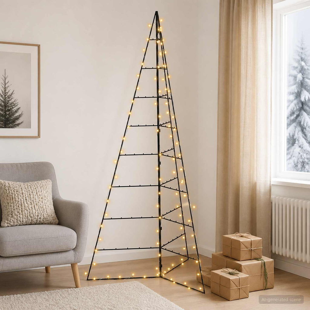 vidaXL Metalowa choinka świąteczna KUOPIO 210 cm Ciepła biel Stal