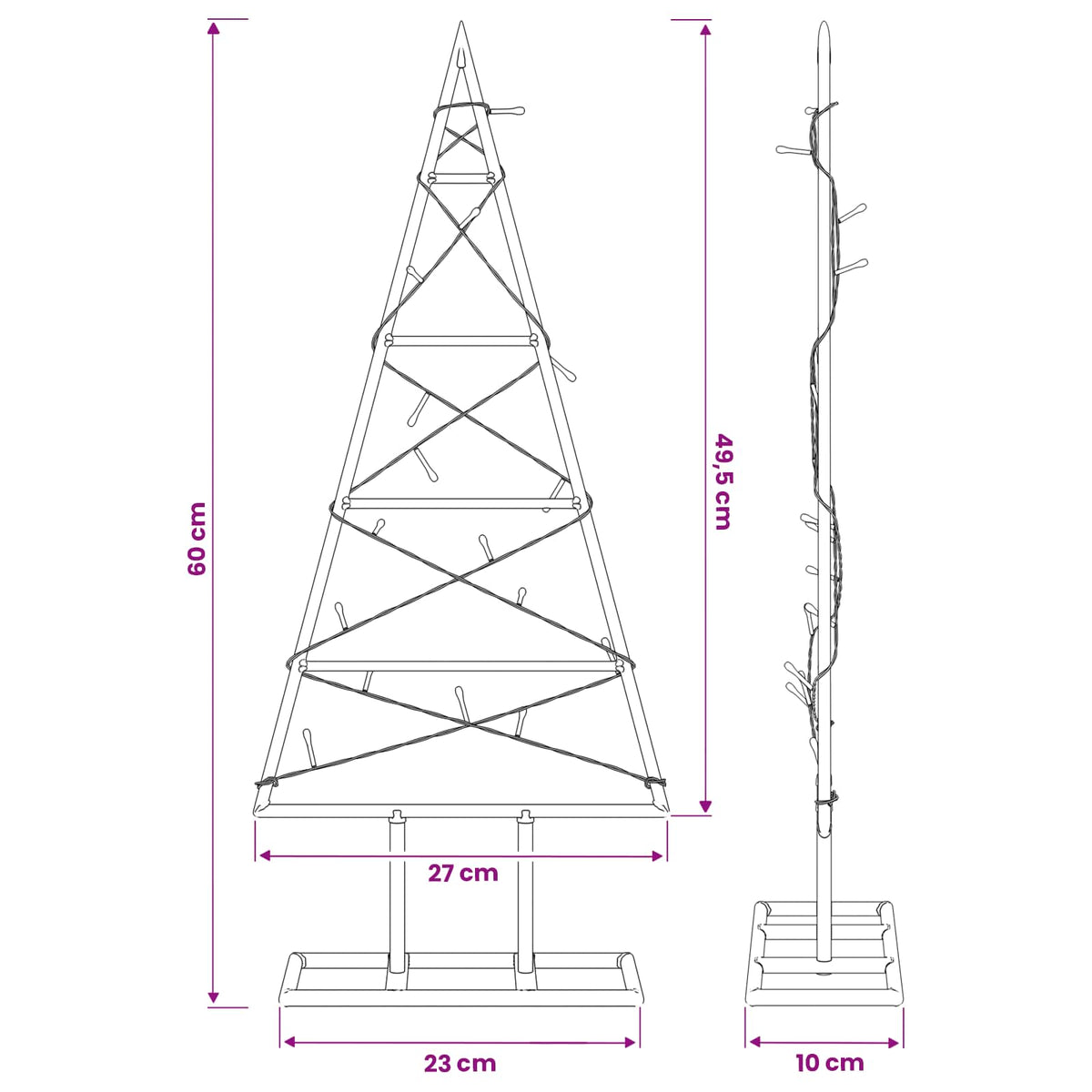 vidaXL Metalowa choinka świąteczna KUOPIO 60 cm Ciepła biel