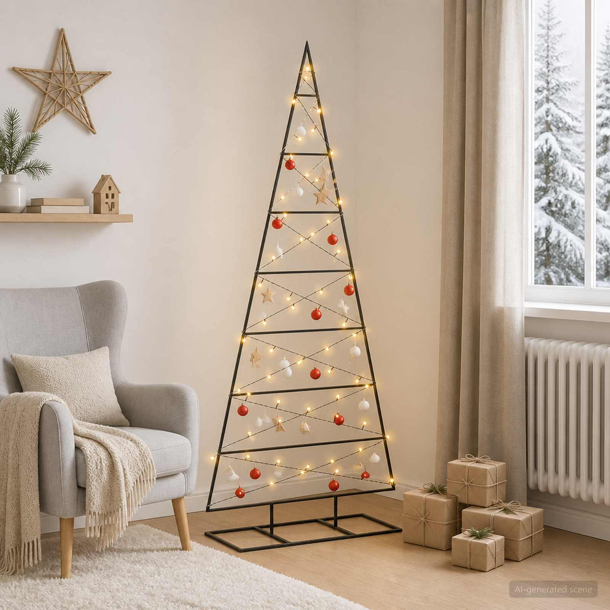 vidaXL Metalowa choinka świąteczna KUOPIO 150 cm Ciepła biel